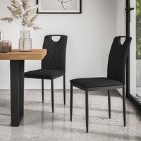 More4Homes Set Of 4 Monza Faux Leather Dining Chair Modern Padded Seat Metal Legs Kitchen in Black