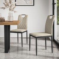 More4Homes Set Of 6 Monza Fabric Dining Chair Modern Padded Seat Metal Legs Kitchen in Beige