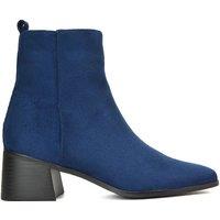 XY London Women's 'Angela' Square Toe Low Heel Ankle Booties With Block Heel in Navy | Size: 8