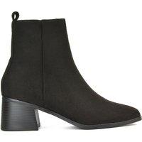 XY London Women's 'Angela' Square Toe Low Heel Ankle Booties With Block Heel in Jet Black | Size: 7