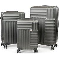 Pierre Cardin Soleil Wheeled Hard Sided 3pc Suitcase Set TSA Luggage Locks Grey in Charcoal | Size: 3 Pack
