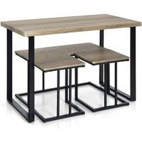 Costway 4PCS Industrial Dining Table & Chair Set Kitchen Furniture Table Bench 2 Stools in Grey