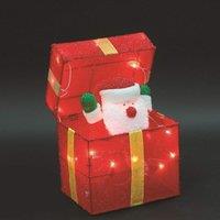 Shatchi Christmas Santa Pup-up Lighted LED Gift Box 30cm in Red