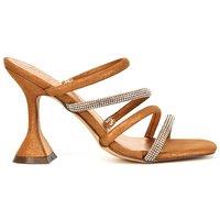XY London Women's 'Posie' Diamante Strappy Square Toe Sculptured High Heel Sandals in Rose Gold | Size: 5