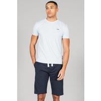 Tokyo Laundry Men's Cotton 2-Piece Short Sleeve Top & Jersey Shorts Pyjama Set in Blue | Size: XL