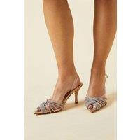 Dorothy Perkins Women's Wide Fit Brooke Crystal Sling Back Court Shoes in Rose Gold | Size: 3