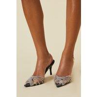 Dorothy Perkins Women's Wide Fit Brooke Crystal Sling Back Court Shoes in True Black | Size: 3