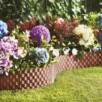 mysmartbuy Flexible Lawn Edging Fence - Faux Rattan Weather Resistant Staked Garden Border Panels - Each Strip H22cm x L60cm in Brown | Size: 4 Pack