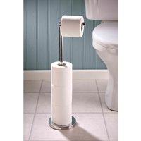 mysmartbuy Toilet Paper Holder & Store - Freestanding Stainless Steel Bathroom Loo Roll Stand - Holds 4 Rolls, H67cm x 15cm Diameter