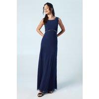 Trim Detail V Back Sleeveless Bridesmaid Dress