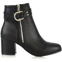 XY London Women's 'Lakesha' Mid Block Heel Ankle Boots in Black | Size: 8