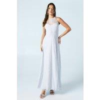 Oasis Women's Delicate Lace Apron Neck Maxi Bridesmaid Dress in Light Blue | Size: 12