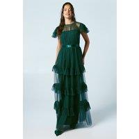 Tiered Skirt Mesh Bridesmaid Dress