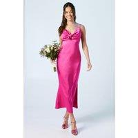 Oasis Women's Strappy Tie Detail Bridesmaid Dress in Bright Pink | Size: 12