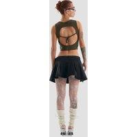 Daybreaker Co-Ord Denim Pleated Mini Skirt in Dark Grey Wash