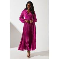 Pleated Wrap Front Dress