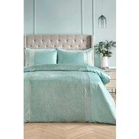 Soiree 'Iras' Luxury Quilted Detailing Duvet Cover Set in Duck Egg Blue | Size: Super King
