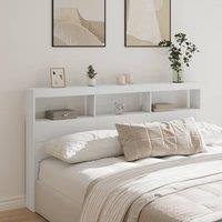 Berkfield Home Headboard Cabinet with LED White 180x17x102 cm | Size: 180 x 17 x 102 cm