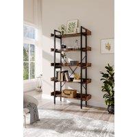 H&O Direct Industrial 5 Tier Bookcase Shelving Unit Display Shelf in Brown