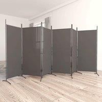 Berkfield Home 6-Panel Room Divider Anthracite 520x180 cm Fabric in Black