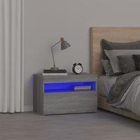 Berkfield Home Bedside Cabinet with LED Lights Grey Sonoma 60x35x40 cm | Size: 60 x 35 x 40 cm