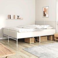 Metal Bed Frame with Headboard and Footboard White 180x200 cm Super King