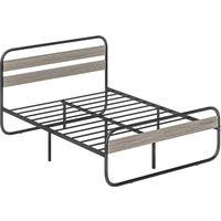 HOMCOM Bed Frame Metal Platform Bed Frame Industrial Style Easy Assembly in Grey | Size: King