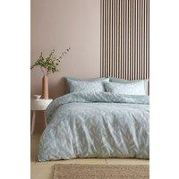 Appletree 'Emile' Jacquard Leaf Pattern Print Duvet Cover Set in Green | Size: King