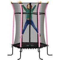 HOMCOM 5.4FT Kids Trampoline With Enclosure Indoor Outdoor in Pink