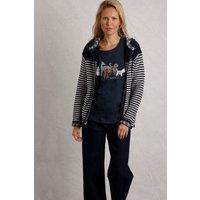 Weird Fish Women's Bianca Full Zip Stripe Macaroni Hoodie in Navy | Size: 12