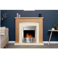Adam Fires & Fireplaces Chilton Fireplace in Oak & Cream with Colorado Electric Fire in Brushed Steel, 39 Inch in Grey
