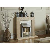 Adam Fires & Fireplaces Malmo Fireplace in Oak & Cream with Helios Electric Fire in Brushed Steel, 39 Inch in Grey