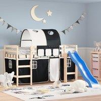 Curtains for Loft Bed with Tunnel White and Black Polyester