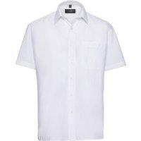 Russell Collection Men's Poplin Easy-Care Short-Sleeved Shirt in White | Size: 15.5 in