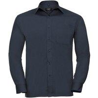 Russell Collection Men's Poplin Easy-Care Long-Sleeved Shirt in Navy | Size: Large