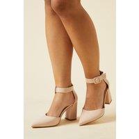 Dorothy Perkins Women's Wide Fit Echo Buckle Detail Ankle Strap Pointed Court Shoes in Blush | Size: 3