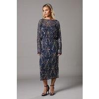 Petite Hand Embellished V Back Midi Dress