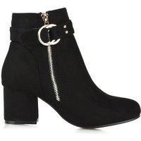 XY London Women's 'Lakesha' Mid Block Heel Ankle Boots in Jet Black | Size: 7