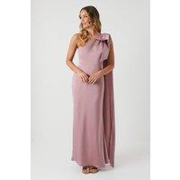 Coast Women's Bow & Drape Detail One Shoulder Satin Bridesmaid Dress in Antique Rose | Size: 14