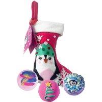 Bomb Cosmetics Women's Penguin Christmas Stocking Set of 3 Bath Bombs Gift Set in Pink