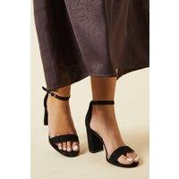 Dorothy Perkins Women's Wide Fit Spark High Block Heel Sandals in Natural Black | Size: 3