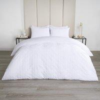 OHS Geometric Embossed Duvet Cover Bedding Set Textured in White | Size: Double