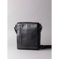 Lakeland Leather Men's 'Keswick' Medium Leather Messenger Bag in Black