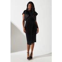 Satin Ruffle Sleeve Midi Dress