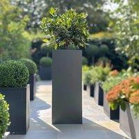 Woven Wood 100cm Zinc Matte Grey Tall Square Planter