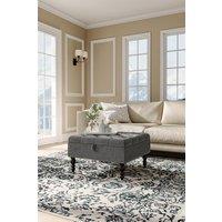 Square Tufted Linen Storage Ottoman Footstool