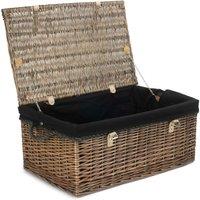 Red Hamper 62cm Antique Wash Picnic Basket Black Cotton Lining
