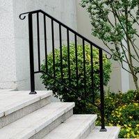 Gr8 Garden Outdoor Black Steel Handrail 3 Steps Garden Stairs Safety Grab Bannister Rail