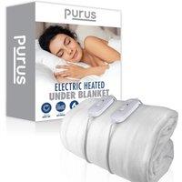 Purus Luxury Polyester Electric Blanket Heated Fully Fitted Bed Under Blanket 3 Heat Settings - Single/Double/King/Super King in White