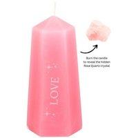 KDMD Love Crystal Candle with Rough Rose Quartz in Pink